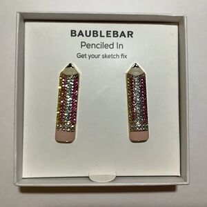 BaubleBar Penciled In Crystal Pencil Earrings New In Box